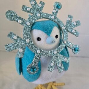 2022 Target Wondershop FRACTAL Featherly Friends Blue Winter Felt Bird